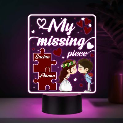 Personalized Couples UV Print Multicolor 3D LED Night Light My Missing Piece Romantic Lamp